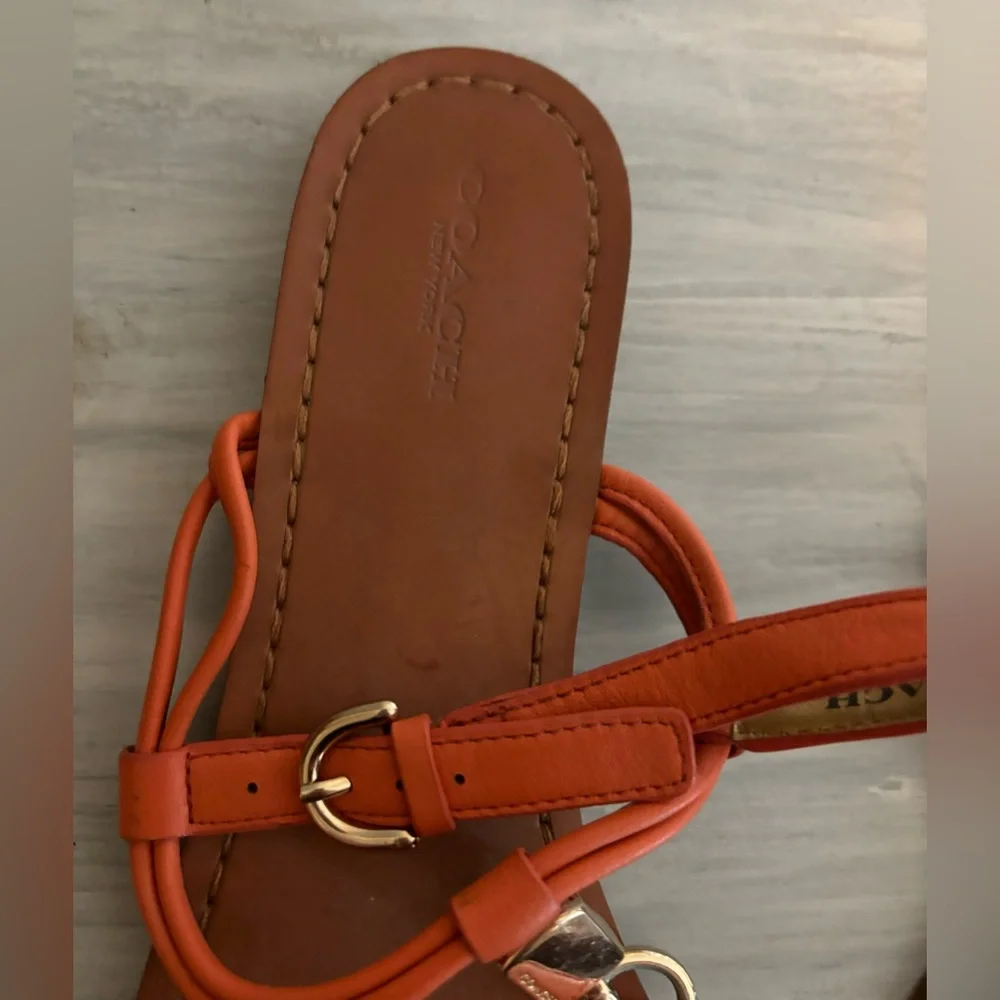 COACH Charleen T-Strap Sandals, Size 8, in Orange summer beach casual festival